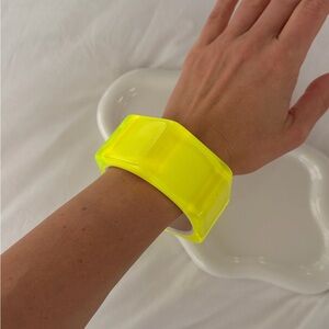 Neon Yellow Lucite Cuff Bracelet – Statement Modern Bangle